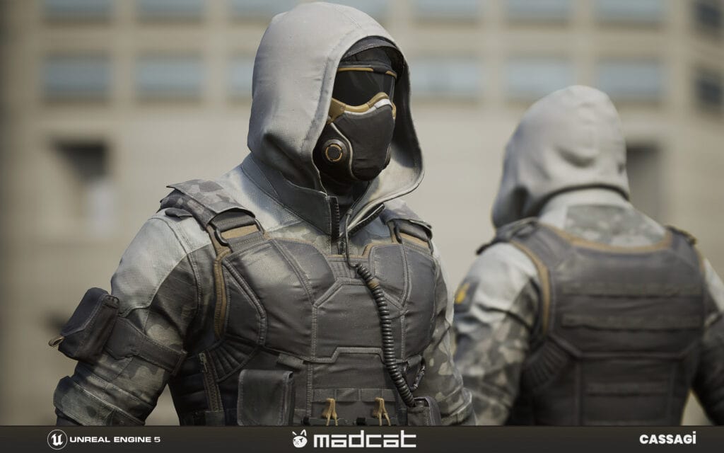 AAA Game model of Mercenary, head closeup view rendered in UE5