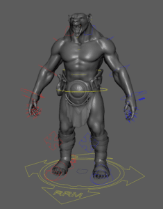 rigging the 3D werebear fantasy character